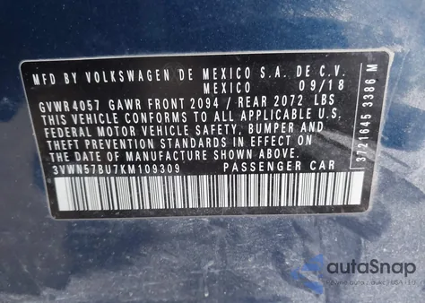 2019 Volkswagen Jetta 1.4T S from USA, damaged, VIN 3VWN57BU7KM109309